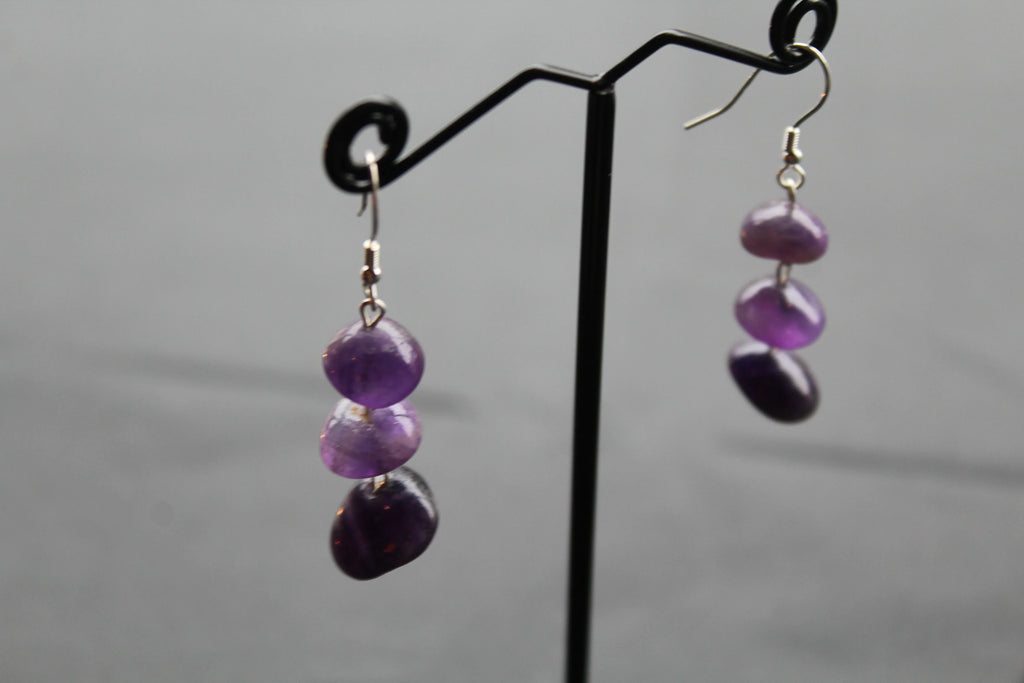 Amethyst 3 Drop Earrings - Swax Jewellery Barmouth