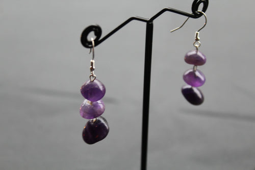 Amethyst 3 Drop Earrings - Swax Jewellery Barmouth