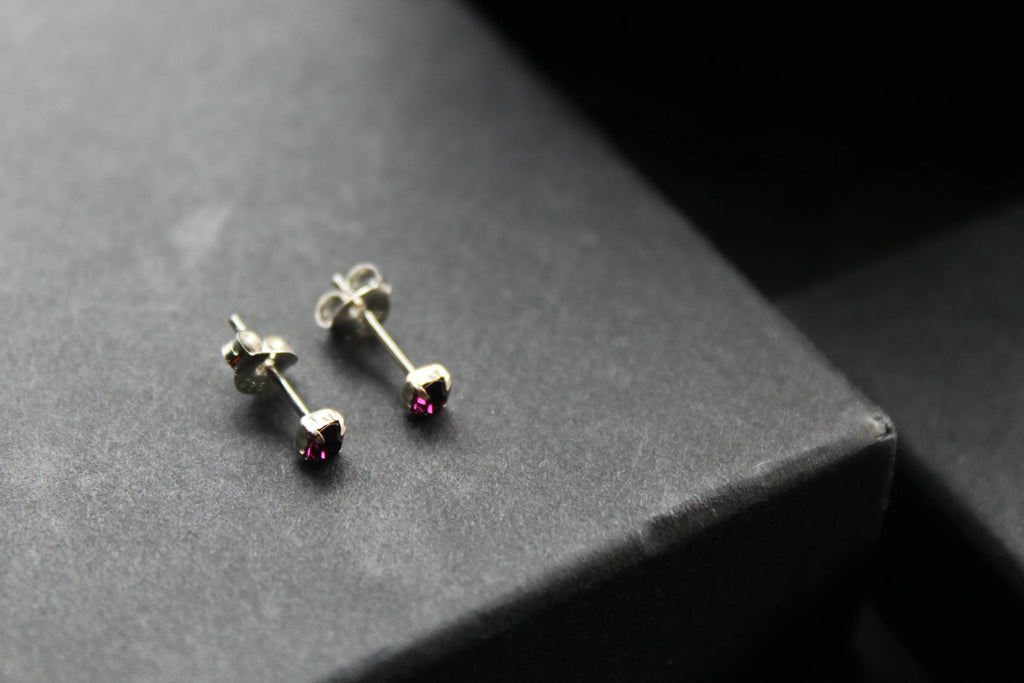 Amethyst Square Claw Studs - Swax Jewellery Barmouth