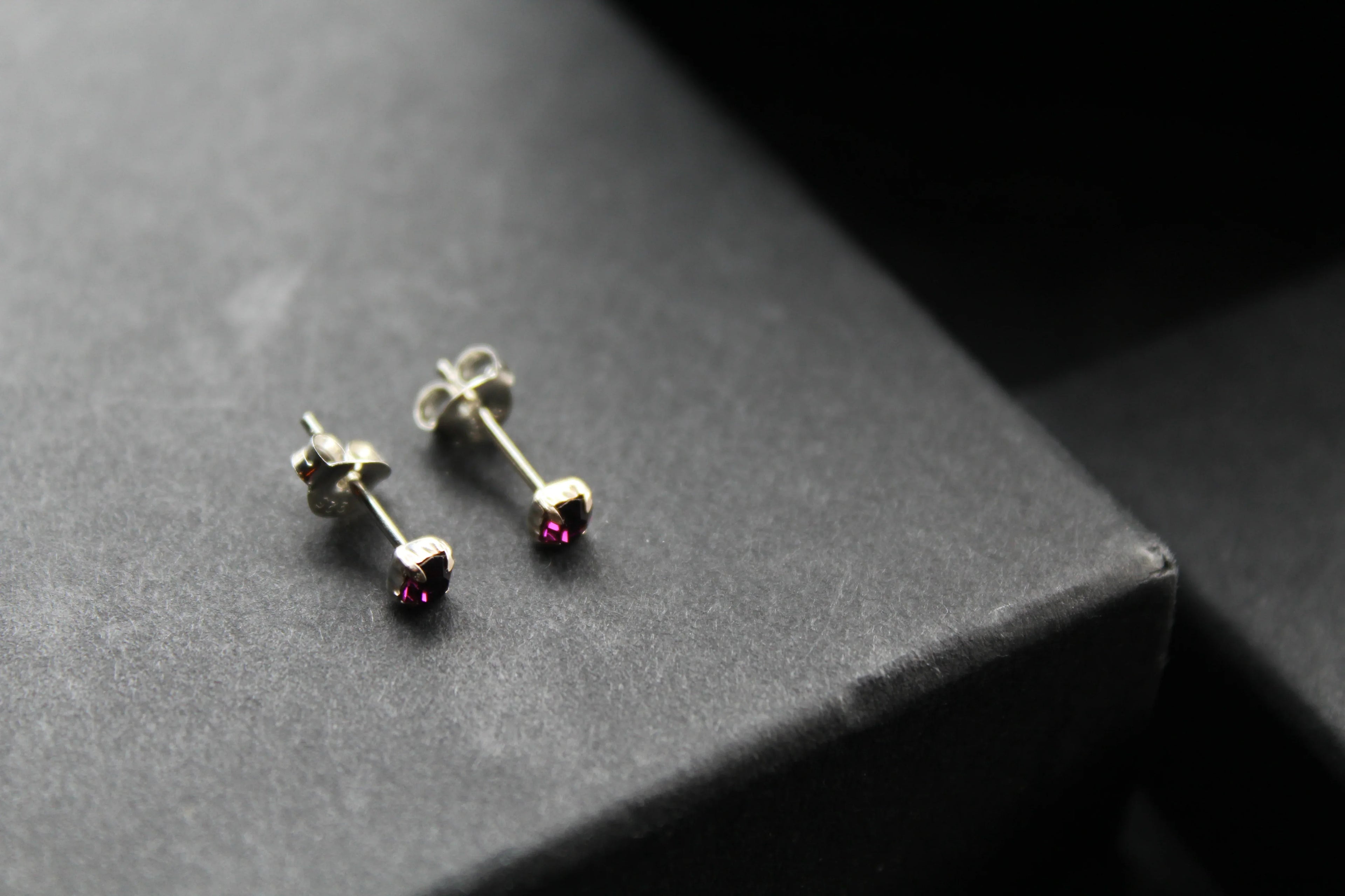 Amethyst Square Claw Studs - Swax Jewellery Barmouth