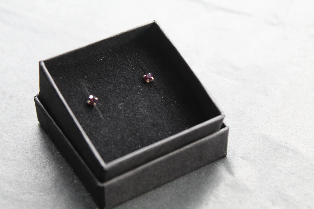 Amethyst Square Claw Studs - Swax Jewellery Barmouth