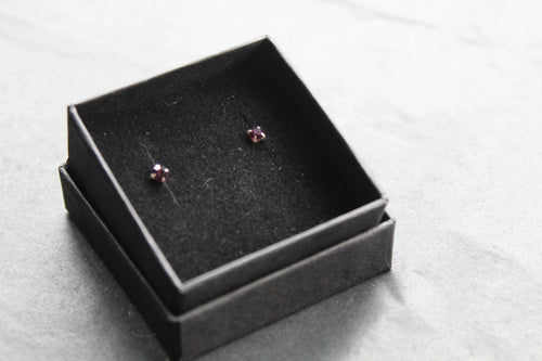 Amethyst Square Claw Studs - Swax Jewellery Barmouth