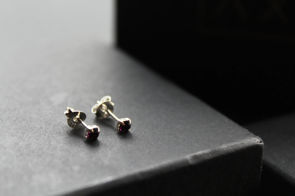 Amethyst Square Claw Studs - Swax Jewellery Barmouth