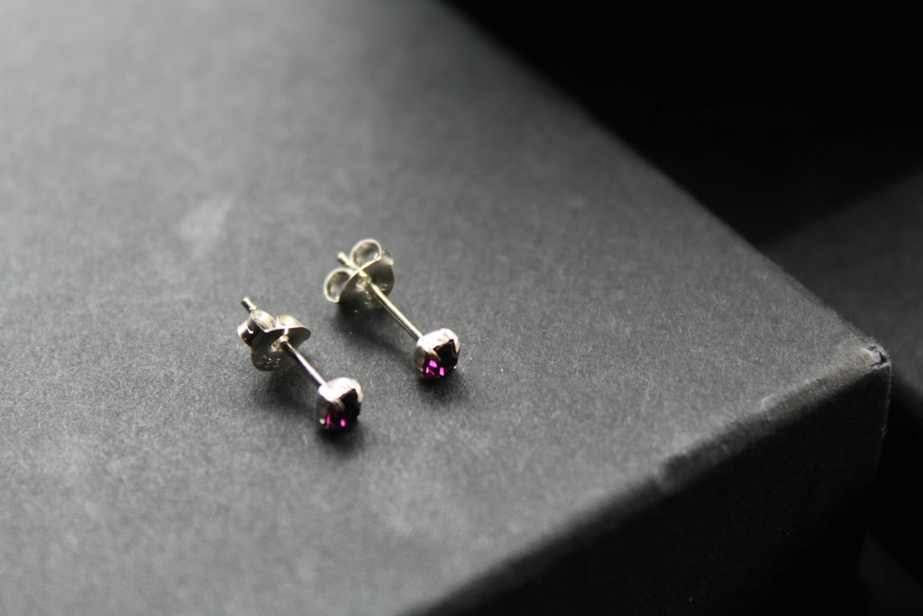 Amethyst Square Claw Studs - Swax Jewellery Barmouth