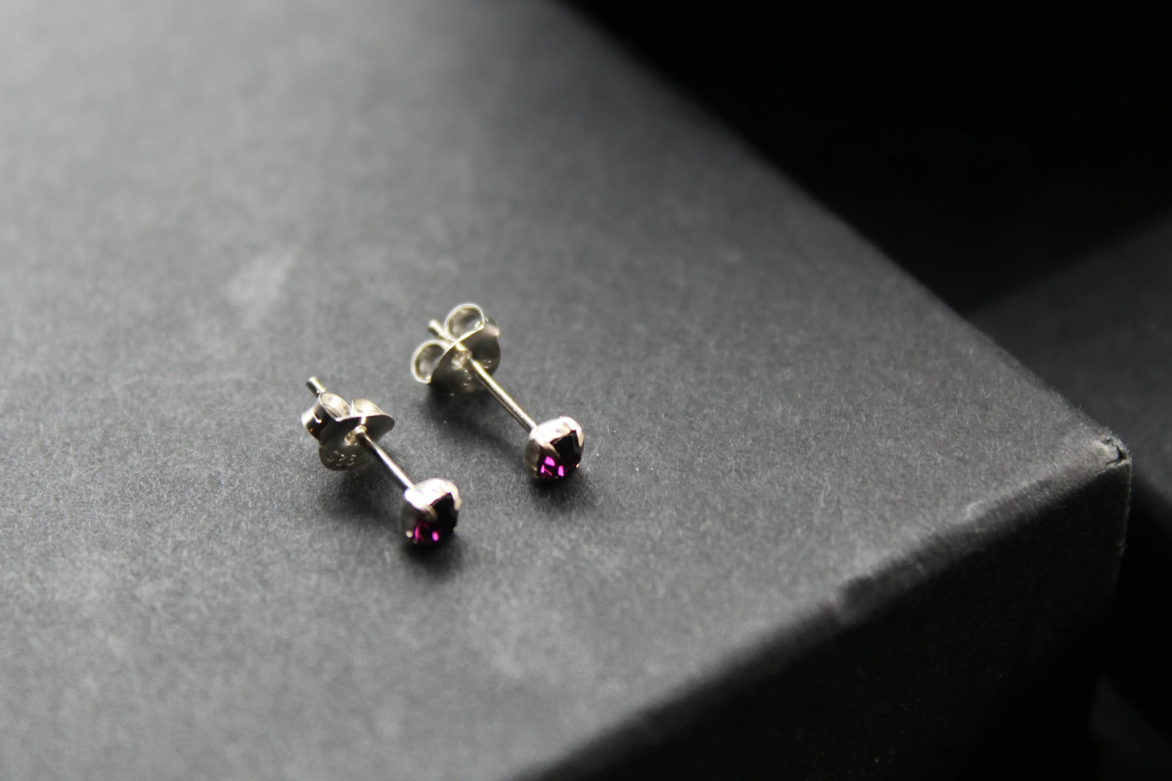 Amethyst Square Claw Studs - Swax Jewellery Barmouth