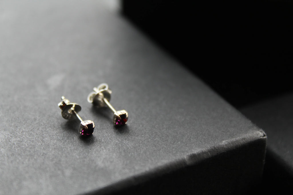 Amethyst Square Claw Studs - Swax Jewellery Barmouth