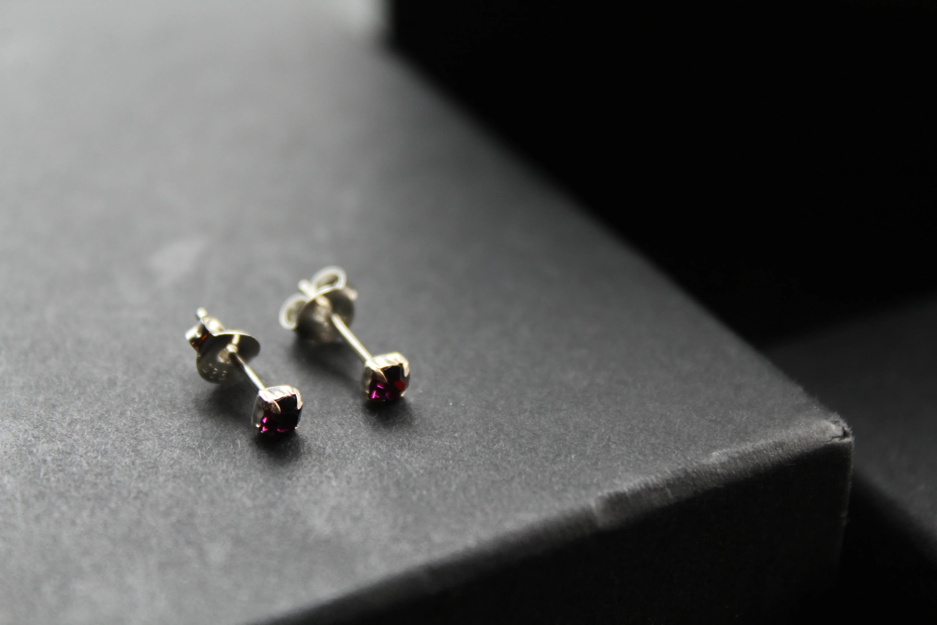 Amethyst Square Claw Studs - Swax Jewellery Barmouth