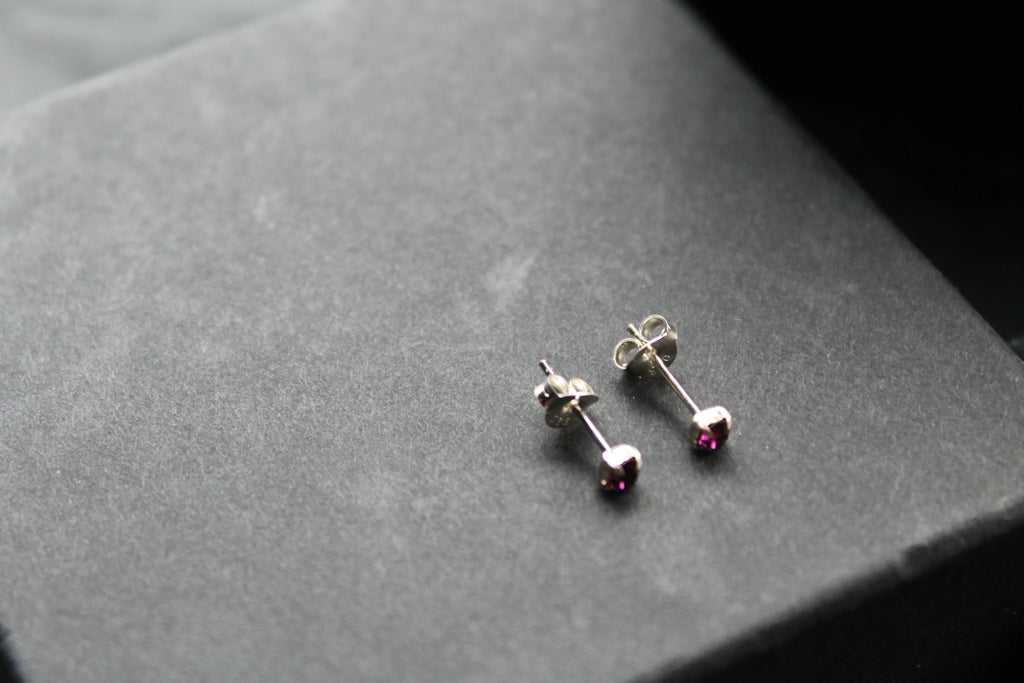 Amethyst Square Claw Studs - Swax Jewellery Barmouth