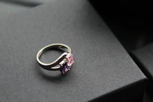 Load image into Gallery viewer, Amethyst &amp; Pink Baguette Cut CZ Ring
