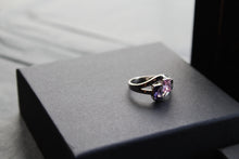 Load image into Gallery viewer, Amethyst &amp; Pink Baguette Cut CZ Ring
