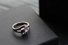 Load image into Gallery viewer, Amethyst &amp; Pink Baguette Cut CZ Ring
