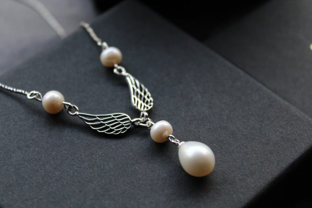 Angel Wing Pearl Necklace
