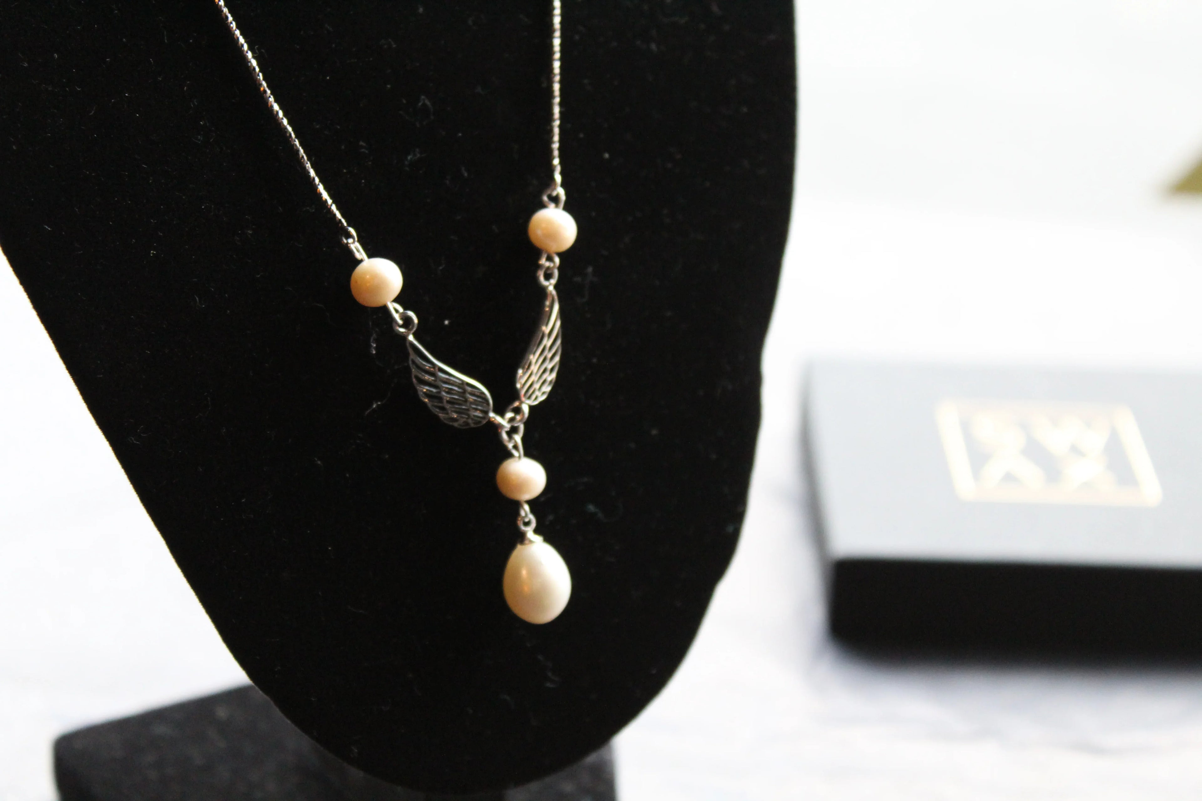 Angel Wing Pearl Necklace - Swax Jewellery Barmouth