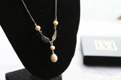Angel Wing Pearl Necklace - Swax Jewellery Barmouth
