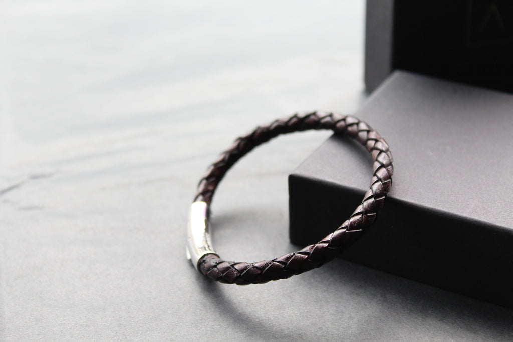 Antique Dark Brown Leather with Stainless Steel Clasp
