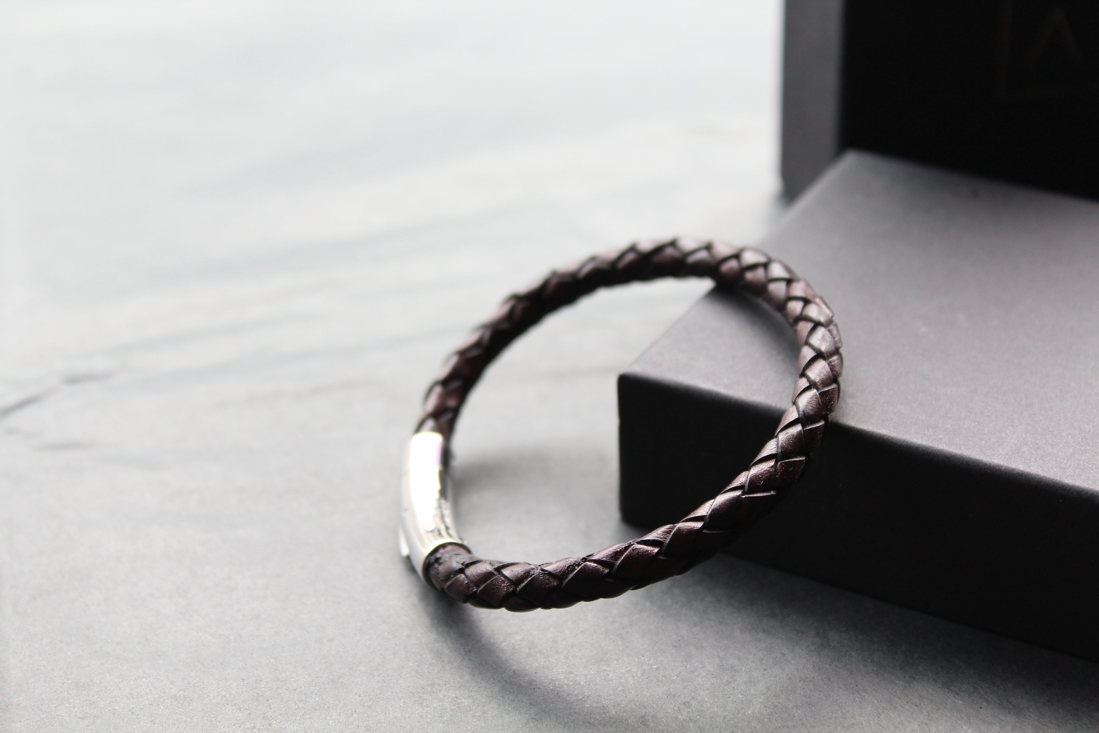 Antique Dark Brown Leather with Stainless Steel Clasp