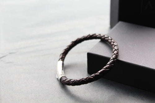 Antique Dark Brown Leather with Stainless Steel Clasp