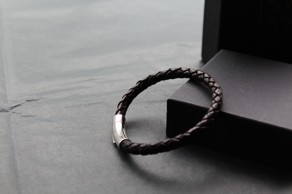 Antique Dark Brown Leather with Stainless Steel Clasp