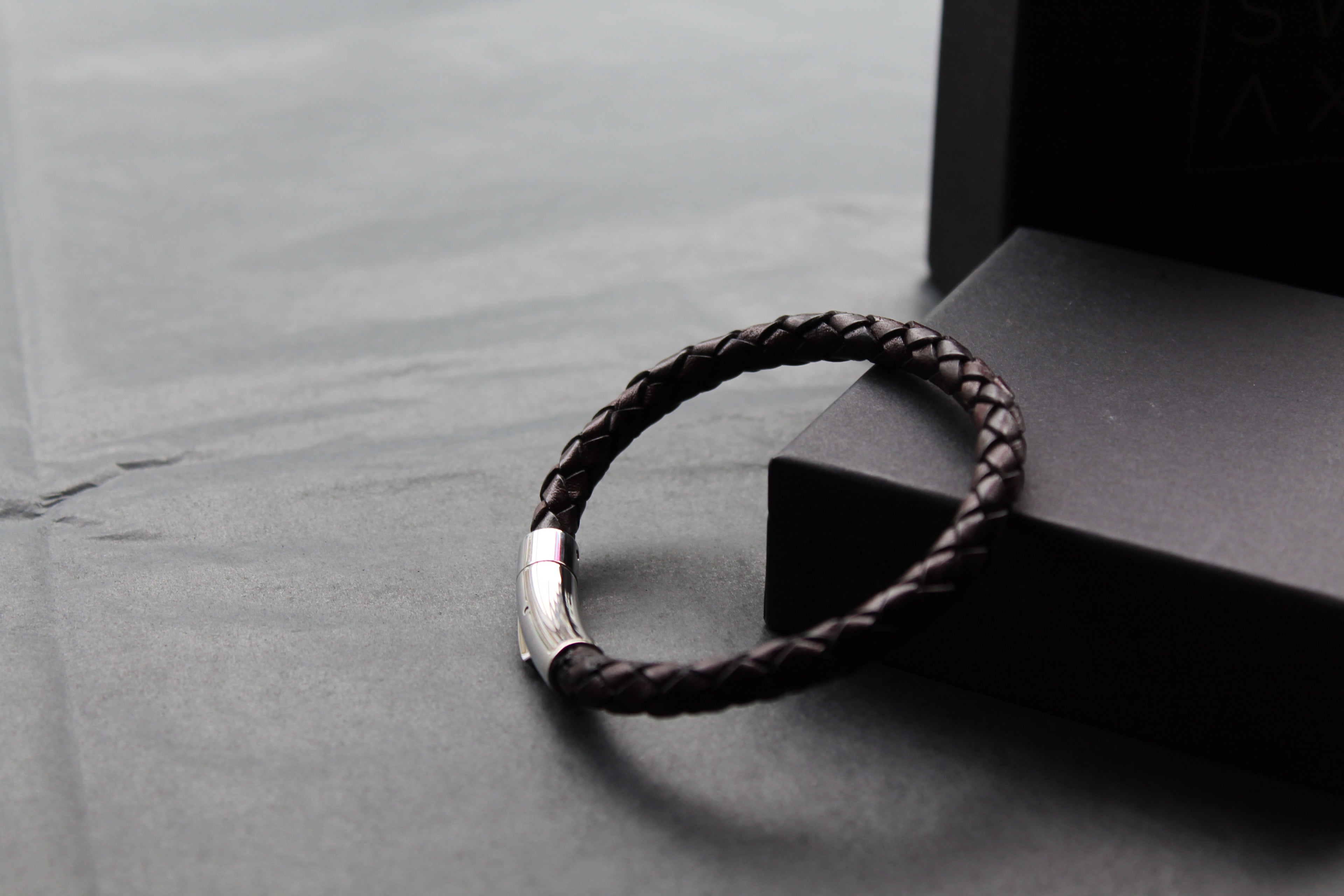 Antique Dark Brown Leather with Stainless Steel Clasp