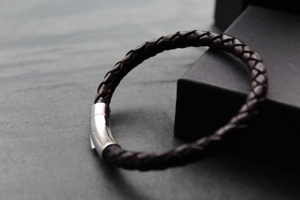 Antique Dark Brown Leather with Stainless Steel Clasp