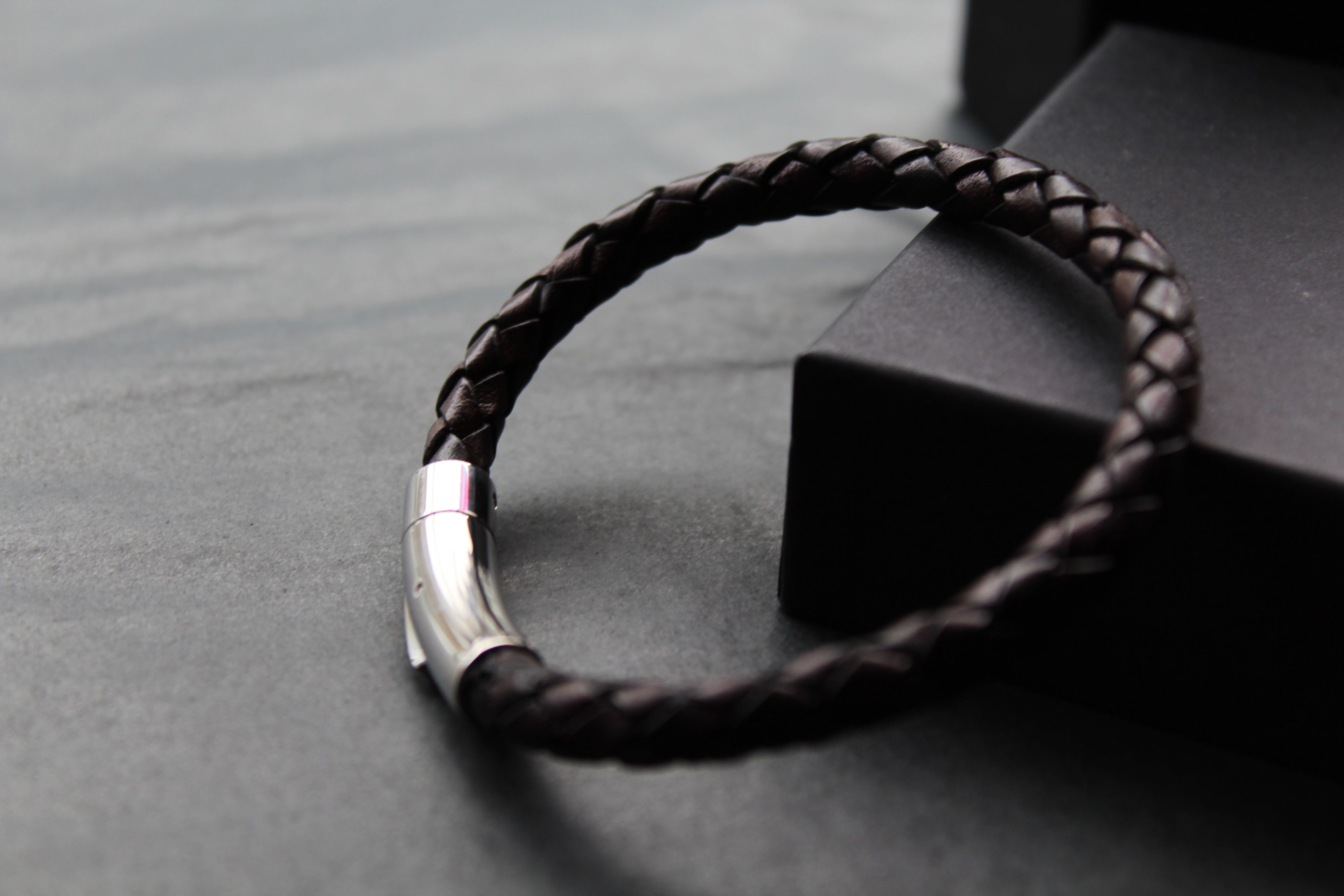 Antique Dark Brown Leather with Stainless Steel Clasp