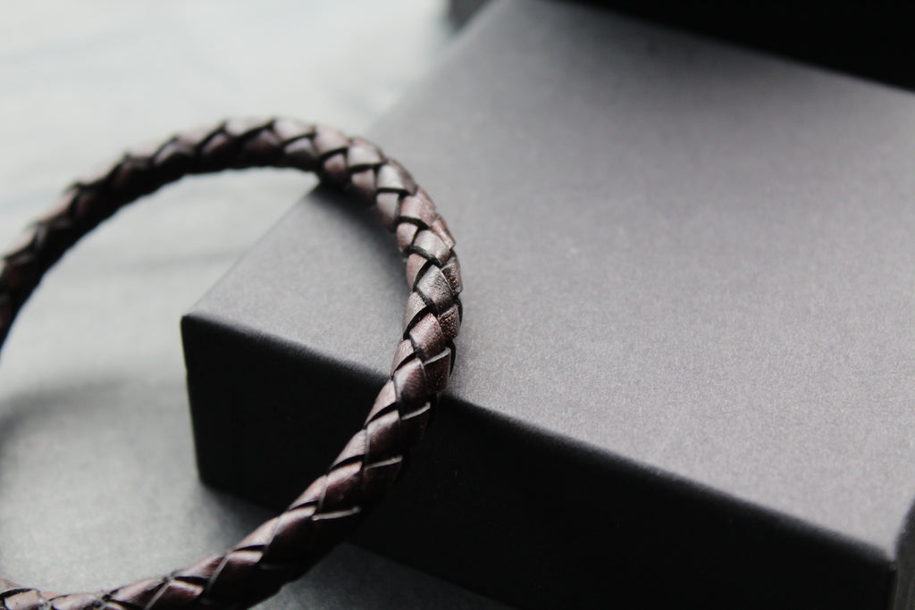 Antique Dark Brown Leather with Stainless Steel Clasp