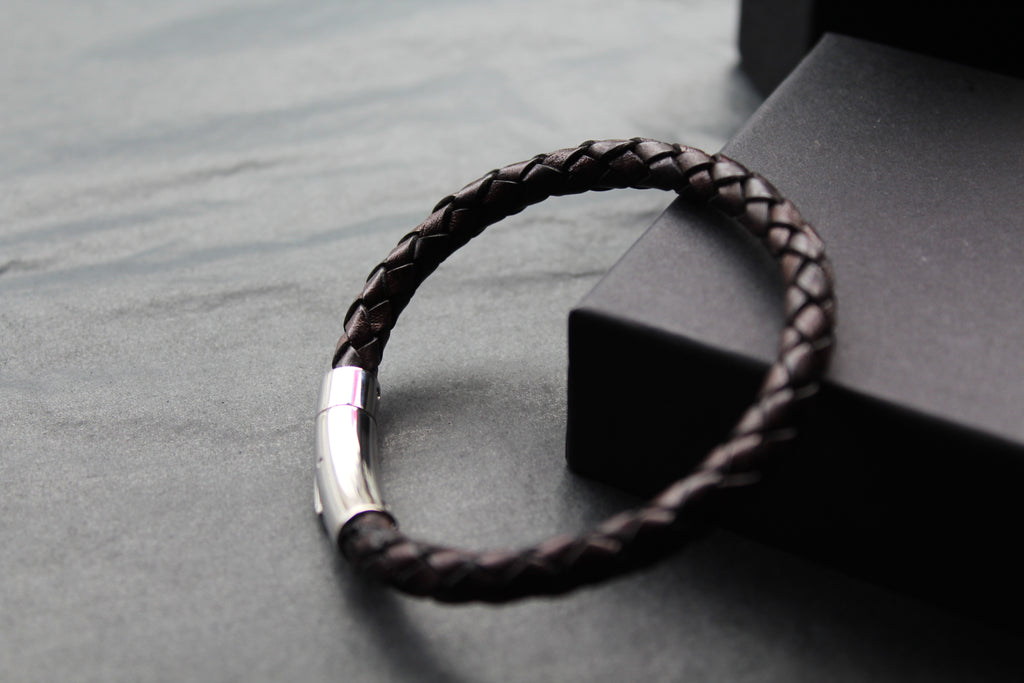Antique Dark Brown Leather with Stainless Steel Clasp