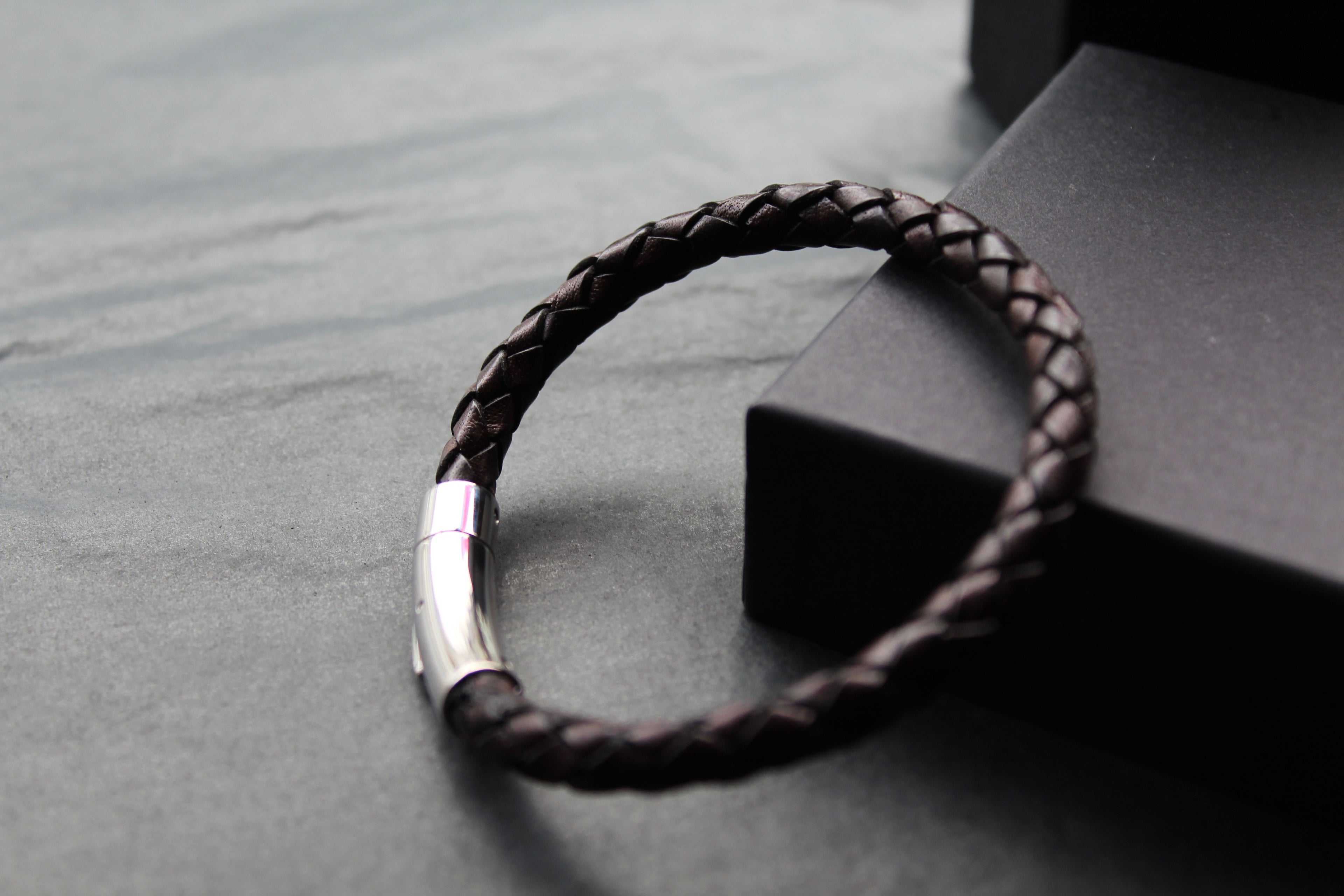 Antique Dark Brown Leather with Stainless Steel Clasp