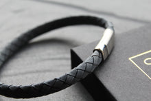 Load image into Gallery viewer, Antique Matte Blue 23cm Leather Bracelet with Matte Polished Clasp
