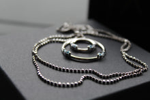 Load image into Gallery viewer, Aqua CZ Double Ring Pendant 18&quot; Chain
