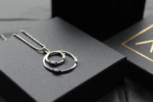 Load image into Gallery viewer, Aqua CZ Double Ring Pendant 18&quot; Chain
