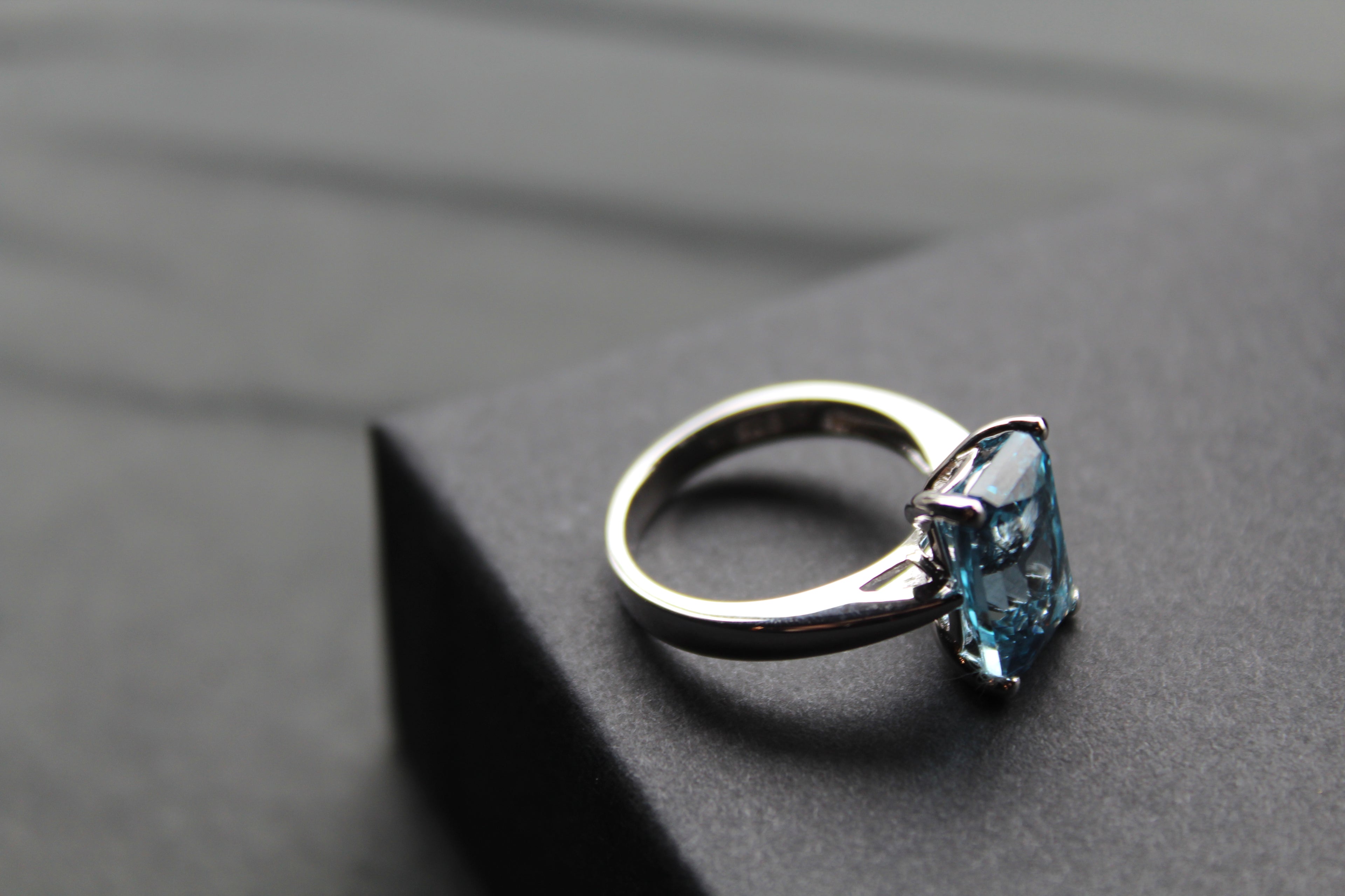 Aqua Cubic Zirconia Solitaire Ring