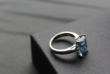 Load image into Gallery viewer, Aqua Cubic Zirconia Solitaire Ring

