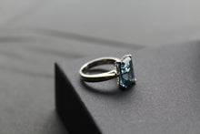 Load image into Gallery viewer, Aqua Cubic Zirconia Solitaire Ring
