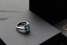 Load image into Gallery viewer, Aqua Cubic Zirconia Solitaire Ring
