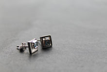 Load image into Gallery viewer, Aqua Cubic Zirconia Square Studs
