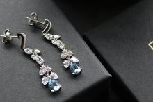 Load image into Gallery viewer, Aquamarine CZ Victorian Floral Earrings
