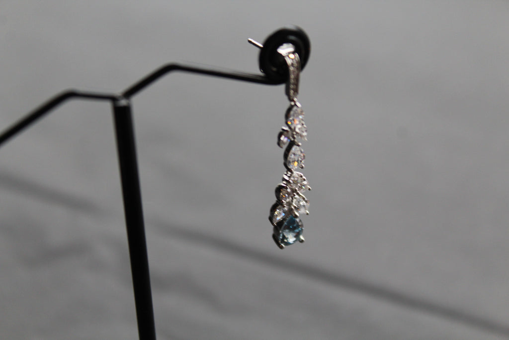 Aquamarine CZ Victorian Floral Earrings