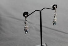 Load image into Gallery viewer, Aquamarine CZ Victorian Floral Earrings
