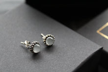 Load image into Gallery viewer, Aquamarine Oxidised Bobble Studs
