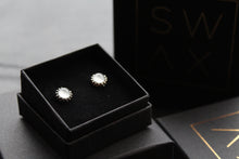 Load image into Gallery viewer, Aquamarine Oxidised Bobble Studs
