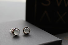 Load image into Gallery viewer, Aquamarine Oxidised Bobble Studs
