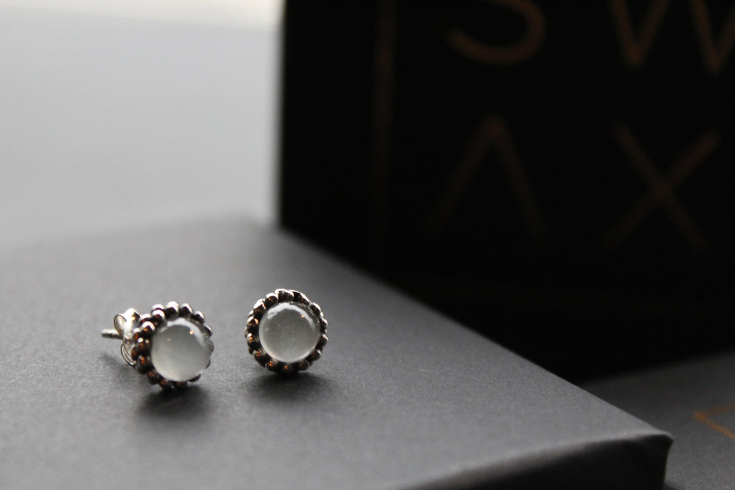 Aquamarine Oxidised Bobble Studs