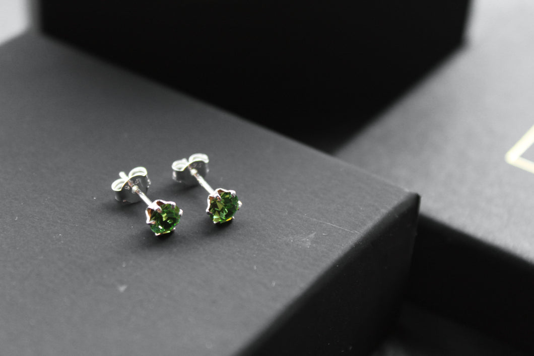 Austrian Ruby Red Crystal Silver Studs