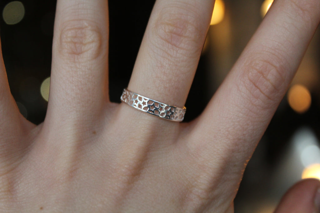 Band of Stars Silver Ring