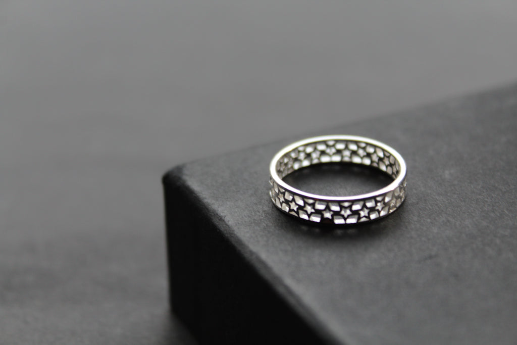 Band of Stars Silver Ring