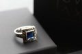 Blue CZ Sapphire Marcasite Ring