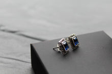 Load image into Gallery viewer, Blue CZ Sapphire Marcasite Studs
