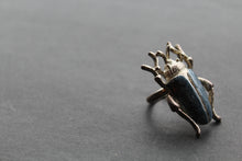 Load image into Gallery viewer, Blue Enamel Scarab Beetle Ring
