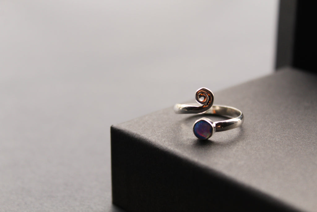 Blue Opal Adjustable Spiral Ring